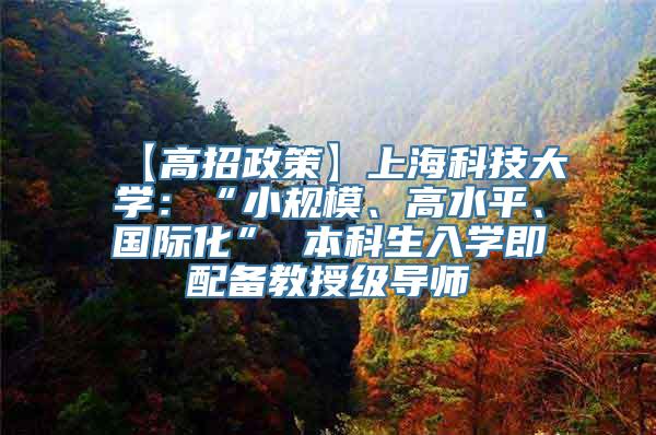 【高招政策】上海科技大学：“小规模、高水平、国际化” 本科生入学即配备教授级导师