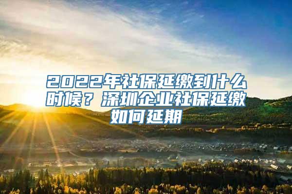 2022年社保延缴到什么时候？深圳企业社保延缴如何延期