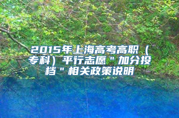 2015年上海高考高职（专科）平行志愿＂加分投档＂相关政策说明