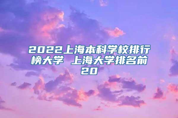 2022上海本科学校排行榜大学 上海大学排名前20