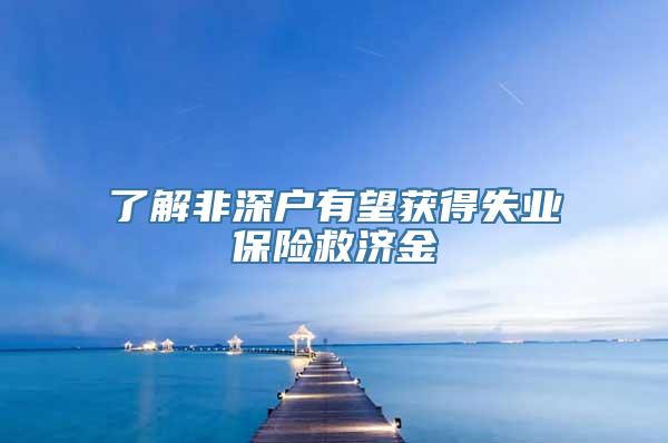 了解非深户有望获得失业保险救济金