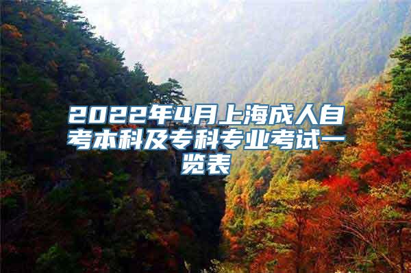 2022年4月上海成人自考本科及专科专业考试一览表