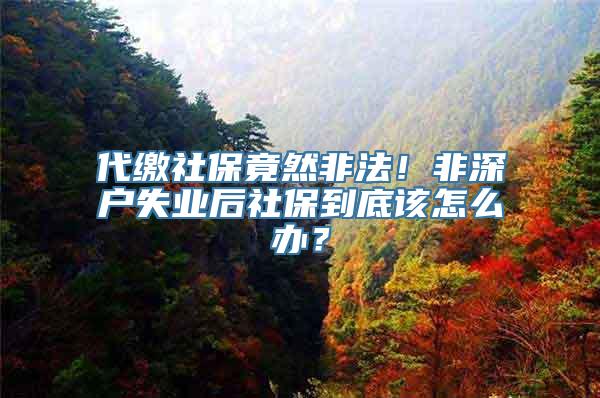 代缴社保竟然非法！非深户失业后社保到底该怎么办？