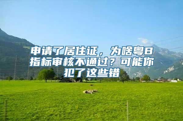 申请了居住证，为啥粤B指标审核不通过？可能你犯了这些错