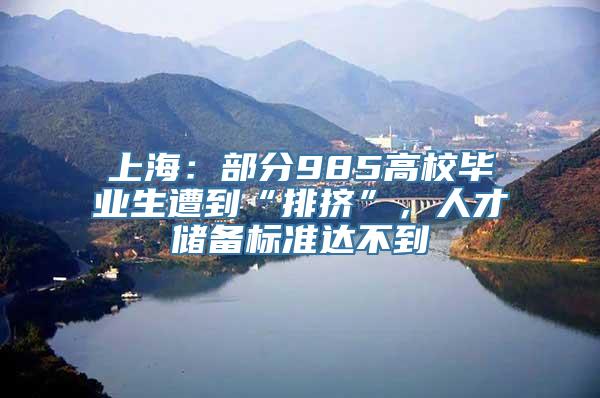 上海：部分985高校毕业生遭到“排挤”，人才储备标准达不到