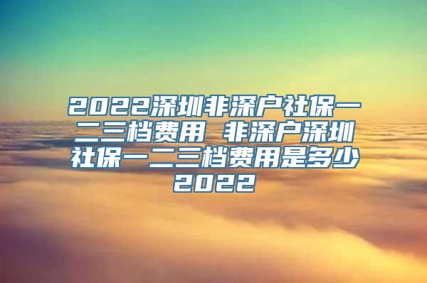 2022深圳非深户社保一二三档费用 非深户深圳社保一二三档费用是多少2022