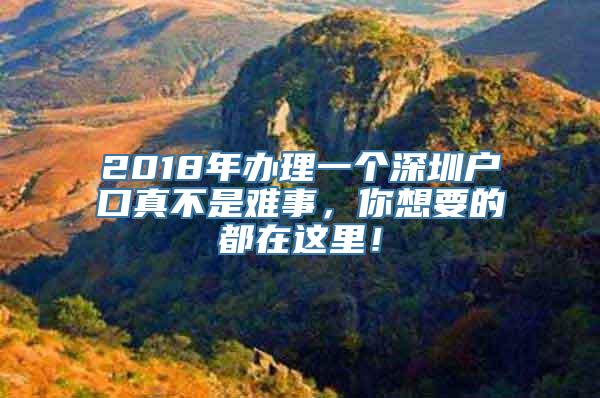 2018年办理一个深圳户口真不是难事，你想要的都在这里！