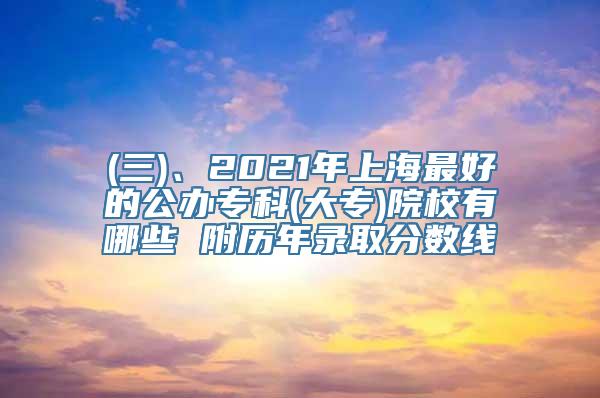 (三)、2021年上海最好的公办专科(大专)院校有哪些 附历年录取分数线