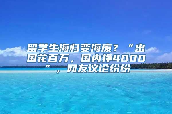 留学生海归变海废？“出国花百万，国内挣4000”，网友议论纷纷