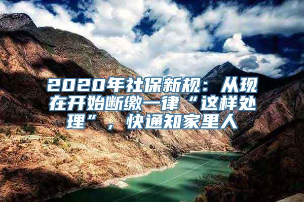 2020年社保新规：从现在开始断缴一律“这样处理”，快通知家里人