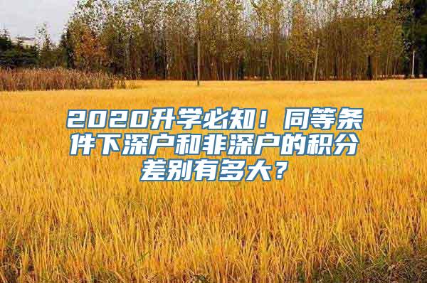 2020升学必知！同等条件下深户和非深户的积分差别有多大？