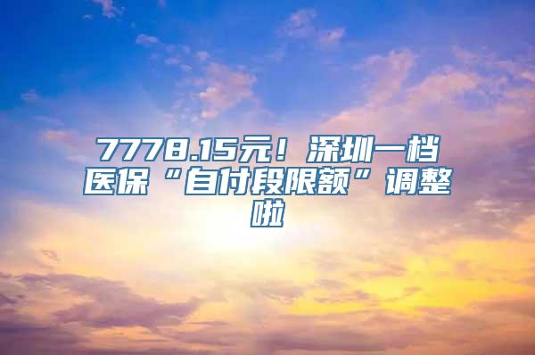 7778.15元！深圳一档医保“自付段限额”调整啦