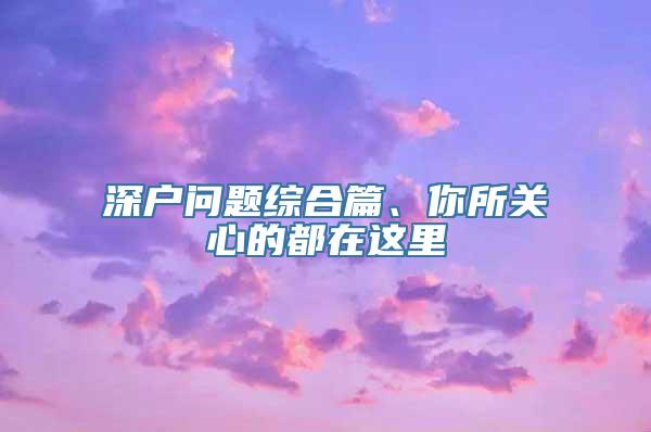 深户问题综合篇、你所关心的都在这里