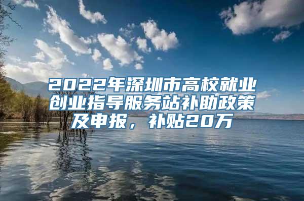 2022年深圳市高校就业创业指导服务站补助政策及申报，补贴20万