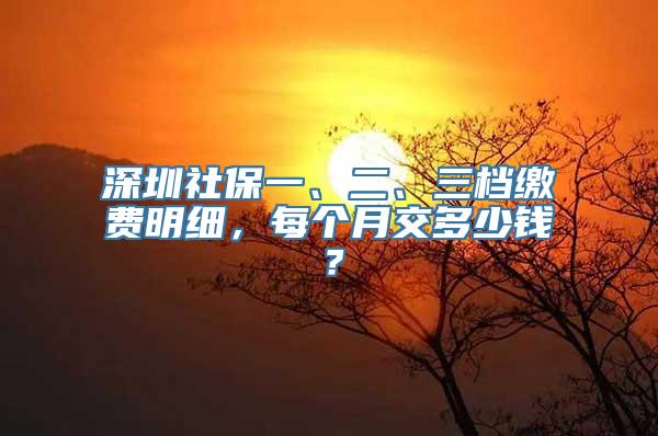 深圳社保一、二、三档缴费明细，每个月交多少钱？