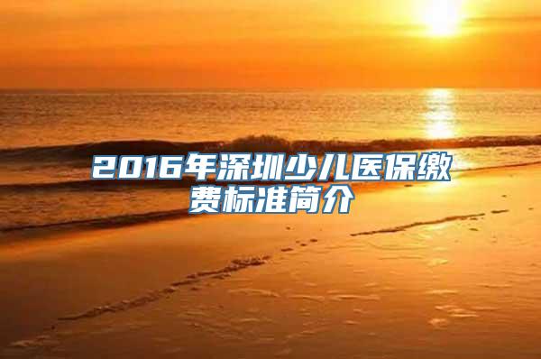 2016年深圳少儿医保缴费标准简介