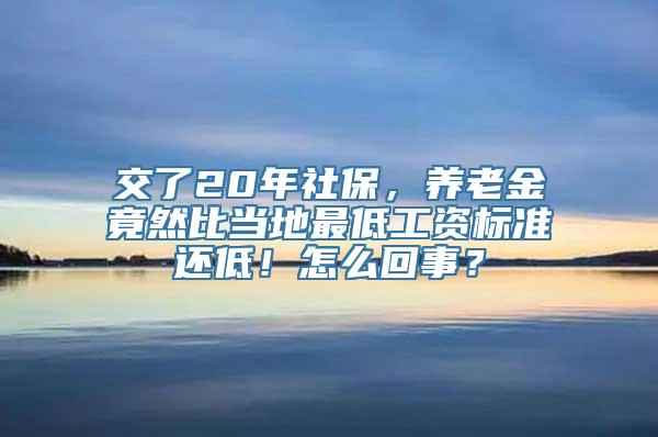 交了20年社保，养老金竟然比当地最低工资标准还低！怎么回事？