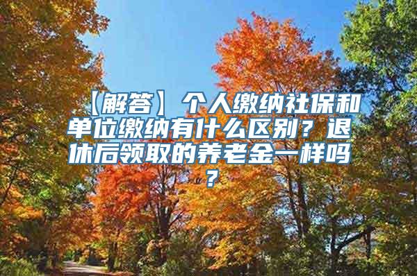 【解答】个人缴纳社保和单位缴纳有什么区别？退休后领取的养老金一样吗？