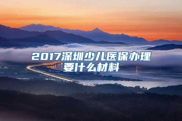 2017深圳少儿医保办理要什么材料