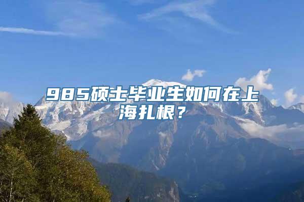 985硕士毕业生如何在上海扎根？