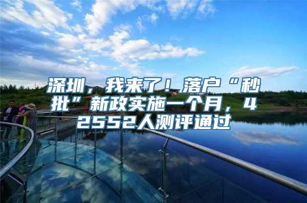 深圳，我来了！落户“秒批”新政实施一个月，42552人测评通过