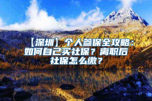 【深圳】个人参保全攻略：如何自己买社保？离职后社保怎么缴？