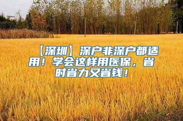 【深圳】深户非深户都适用！学会这样用医保，省时省力又省钱！