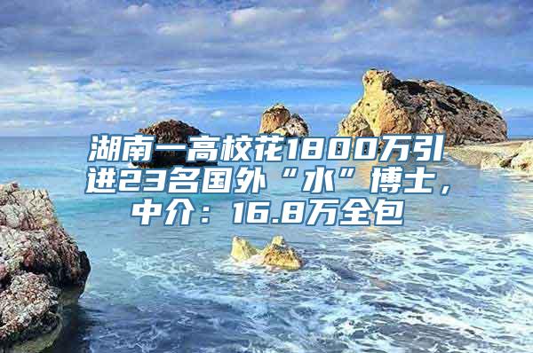 湖南一高校花1800万引进23名国外“水”博士，中介：16.8万全包