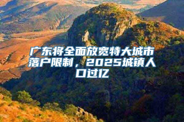 广东将全面放宽特大城市落户限制，2025城镇人口过亿