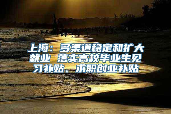 上海：多渠道稳定和扩大就业 落实高校毕业生见习补贴、求职创业补贴