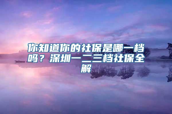 你知道你的社保是哪一档吗？深圳一二三档社保全解