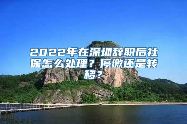 2022年在深圳辞职后社保怎么处理？停缴还是转移？