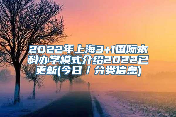 2022年上海3+1国际本科办学模式介绍2022已更新(今日／分类信息)