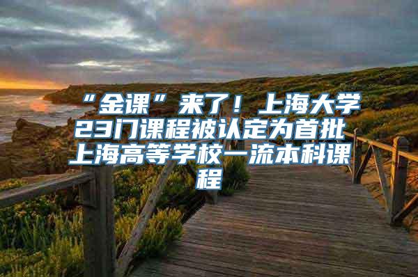 “金课”来了！上海大学23门课程被认定为首批上海高等学校一流本科课程