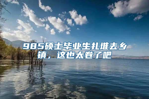 985硕士毕业生扎堆去乡镇，这也太卷了吧