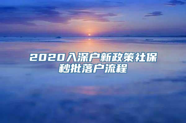 2020入深户新政策社保秒批落户流程