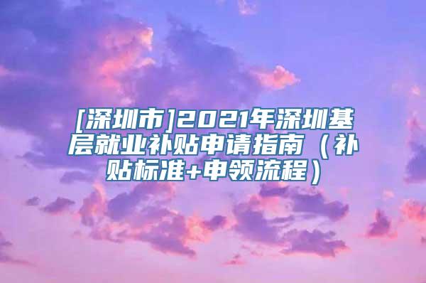 [深圳市]2021年深圳基层就业补贴申请指南（补贴标准+申领流程）