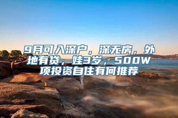 9月可入深户，深无房，外地有贷，娃3岁，500W项投资自住有何推荐