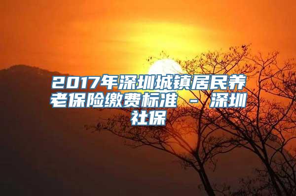 2017年深圳城镇居民养老保险缴费标准 - 深圳社保