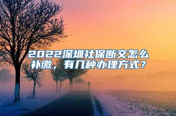 2022深圳社保断交怎么补缴，有几种办理方式？