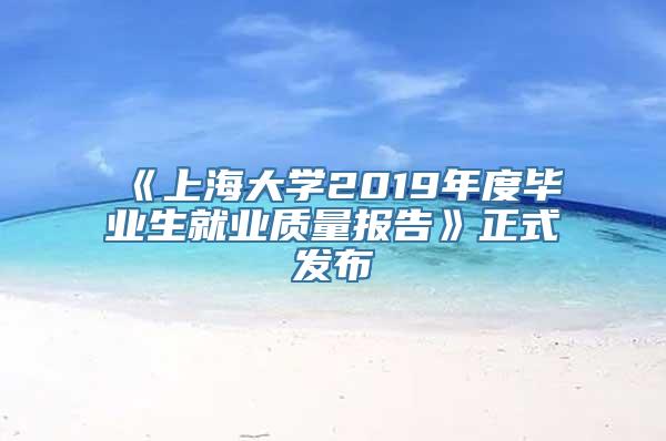 《上海大学2019年度毕业生就业质量报告》正式发布