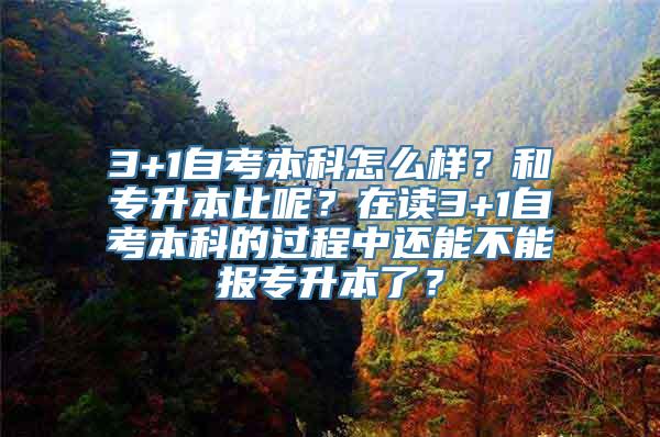 3+1自考本科怎么样？和专升本比呢？在读3+1自考本科的过程中还能不能报专升本了？