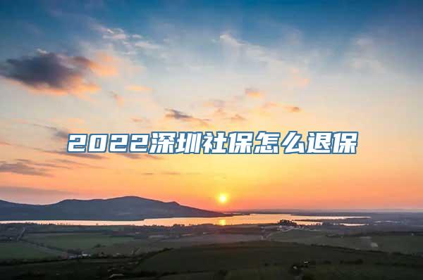 2022深圳社保怎么退保