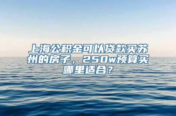 上海公积金可以贷款买苏州的房子，250w预算买哪里适合？