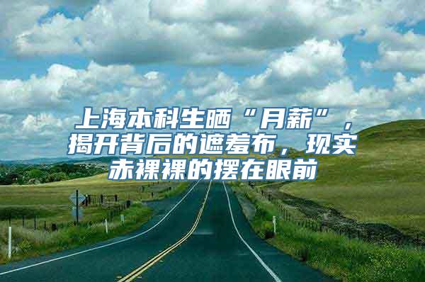 上海本科生晒“月薪”，揭开背后的遮羞布，现实赤裸裸的摆在眼前