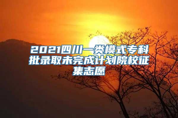 2021四川一类模式专科批录取未完成计划院校征集志愿