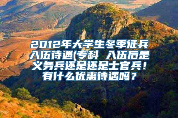 2012年大学生冬季征兵入伍待遇(专科 入伍后是义务兵还是还是士官兵！有什么优惠待遇吗？