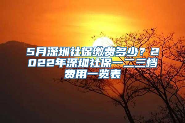 5月深圳社保缴费多少？2022年深圳社保一二三档费用一览表