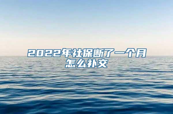 2022年社保断了一个月怎么补交