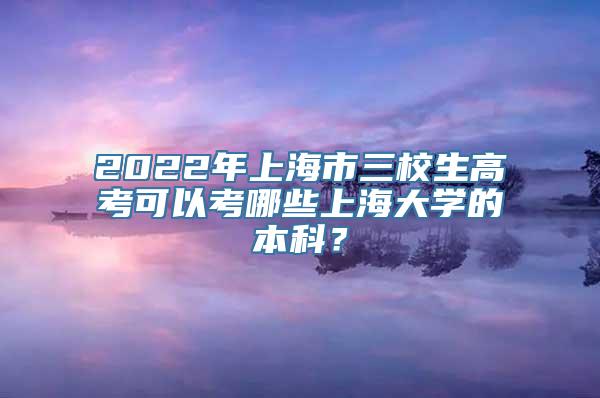 2022年上海市三校生高考可以考哪些上海大学的本科？